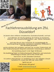 Werbeflyer für eine Fachlehrer*innenausbildung am ZfsL Düsseldorf