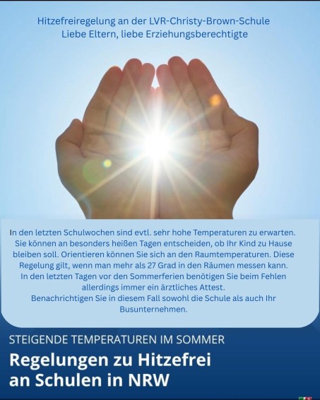 Info-Schild zur Hitzefrei-Regelung an der CBS
