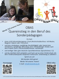 Werbeflyer für den Quereinstieg in den Beruf der Sonderpädagogin des Sonderpädagogens